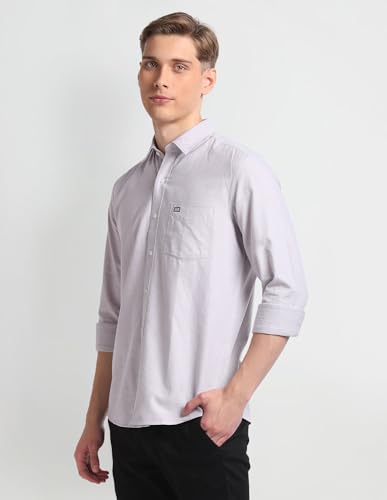 Image of Arrow Solid Slim Fit Mens Casual Shirts - 100% Cotton, Breathable & Comfortable, Full Sleeves Shirt for Men