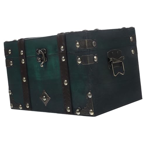 Amosfun Caja caja de almacenamiento de la vendimia favor oro retro tapa armario storage box joyero vintage Joyero decorativo contenedor de joyas Accesorio para foto Madera Green
