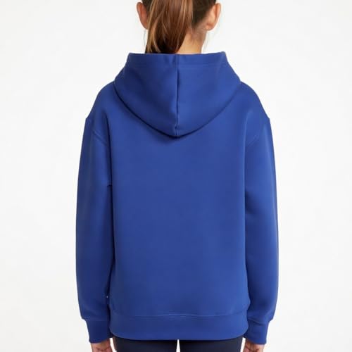 Image of Solid Cotton Fleece Girls Hooded Neck Sweatshirt with Kangaroo Pocket