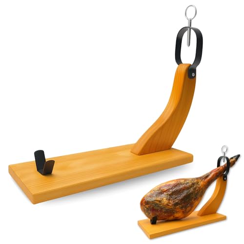 CHEFZOCO Jamonero de Madera, Jamonero Profesional, Soporte para jamón, Fabricado en España, Diseño Venecia, Apto para Pata y Paleta de jamón Serrano e ibérico, 39 x 40 x 16 cm, Madera