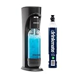 Drinkmate OmniFizz Sparkling Water and Soda Maker, Carbonates Any Drink, with 60L CO2 Cylinder (Matte Black)