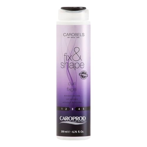 CAROPROD Fix & Shape Gel ativador de cachos, secagem ao ar sem enxaguar para cabelos encaracolados ou ondulados, caracóis ultra definidos, fixação média, ativador Curly, filtro UV, sem álcool (200 ml)