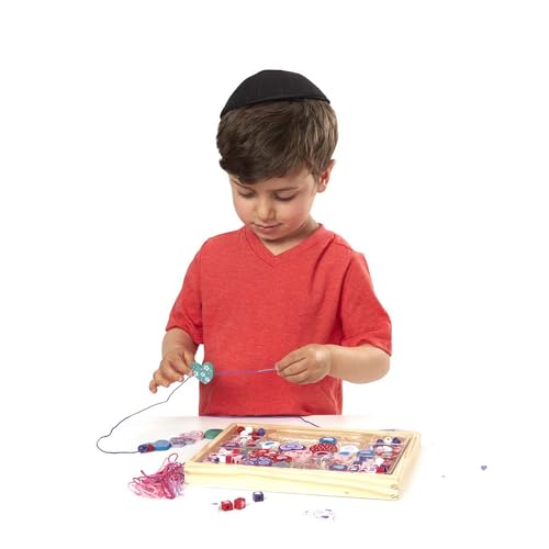 Image of Melissa & Doug Created by Me! Heart Beads Wooden Bead Kit, 120+ Beads and 5 Cords for Jewelry-Making