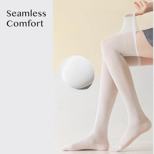 Modal Knee-High Socks for Girls, Women Thin Mesh Sheer, Two-way Wear, Slouching Calf or Over-the-Knee, Cute Preppy4