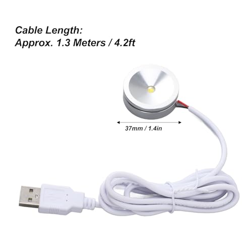 Depisuta LED-Spot-Leuchten, 5-V-USB-Stecker, Mini-Scheinwerfer, Schmuck-Schaufenster-Display-Beleuchtung mit 1,2 M Langem Kabel, Kleine LED-Schaufenster-Lampe für Schmuckschrank (Warmes