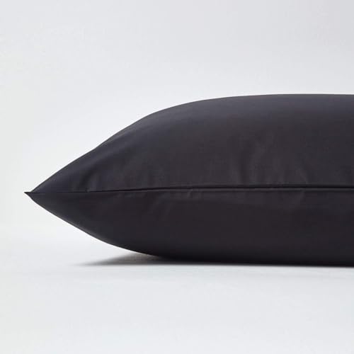 Homescapes 4er-Set Perkal Kissenbezug 48x74 cm schwarz, Kissenhülle mit Hotelverschluss, 100% ägyptische Baumwolle, Fadendichte 200 – Ansicht 2