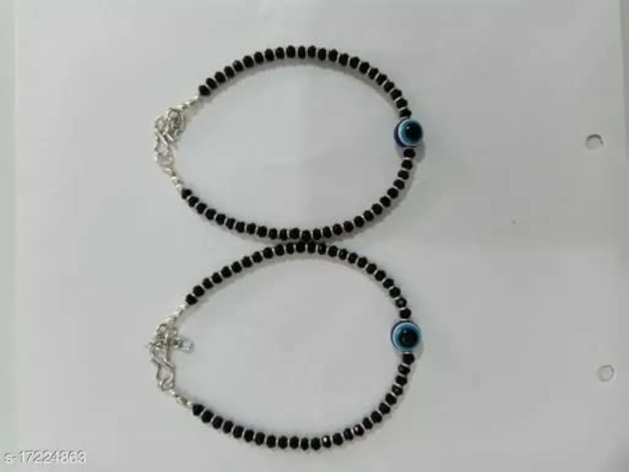 Women's Silver Payal Anklet with Black Thread, Elegant Design