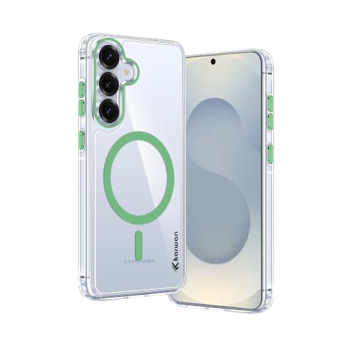 Image of KARWAN Crystal Clear Transparent Back Cover Case with Camera Protection,Compatible with Samsung S24 Plus, Anti Yellow Clear Shockproof Scratch Resistant Case with Magnetic MagEaze Wireless Charging