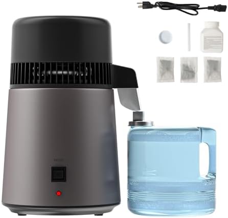 Bonnlo 4L Water Distiller Countertop Distilled Water Machine with Flame-retardant Material, BPA-Free Container & Stainless Steel Interior, 750W Distilled Water Maker Purifier (Gray)