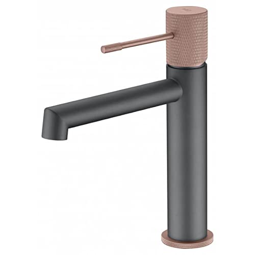 IMEX - Grifo de lavabo monomando de baño - SERIE LINE Gris Mate y Champagne - BDD038-1GC