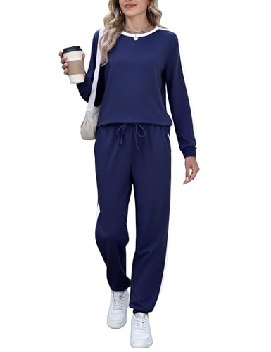 Image of Marvmys Women Long Sleeve Tracksuits Fashion 2 Piece Lounge Set Travel Outfits Jogger Set