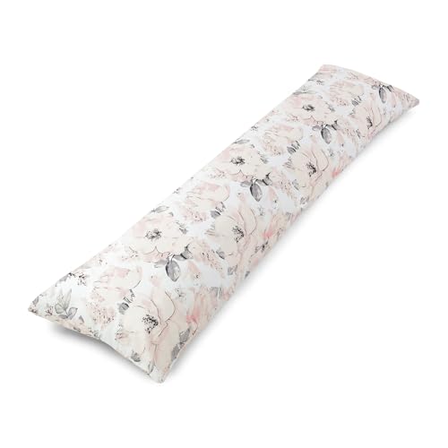 Totsy Baby Seitenschläferkissen 145 x 40 cm Schlafkissen mit Bezug - Body Pillow Seitenschlafkissen Komfortkissen Erwachsene Baumwolle Wilde Rose