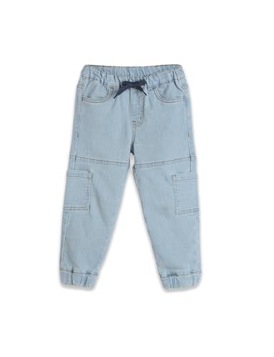Image of Amazon Brand - Symbol Girls Cotton Rich Stretchable Jogger Jeans | Elasticated Waistband and Cuff | Casual Denim | Age 2-14 Years