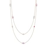 Material: Edelstahl IP Roségold poliert, bunte Zirkoniasteine Kettenart: Ankerkette Größe: 97 cm Verschluss: Karabiner