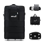 JD FRESH 3 Layer Expandable Duffle Bags/90 cm Nylon Convertible Travel Luggage with Wheels/Waterproof Traveling Bag for Clothes/Foldable and Extendable Duffle Luggages for Men and Women - Black