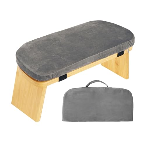 Banco de meditación de madera, silla de oración, taburete de meditación plegable, 45 x 17 x 15 cm, cojín cómodo, fácil de instalar y almacenar, diseño ergonómico para yoga o sentarse