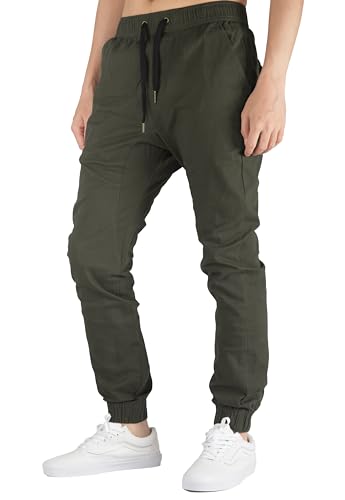 ITALYMORN Khaki Chino Joggers for Men Twill Stretch Casual Pants with Pockets