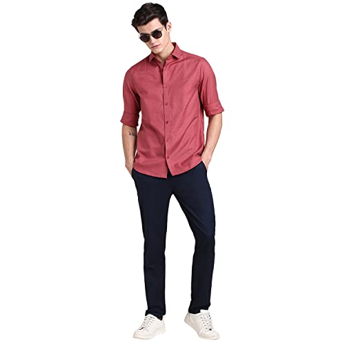 Image of Dennis Lingo Men's Micro Print Pure Cotton Slim Fit Full Sleeve Casual Shirt