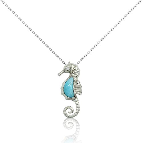 Bean & Vanilla Seahorse Larimar Pendant #TOP1