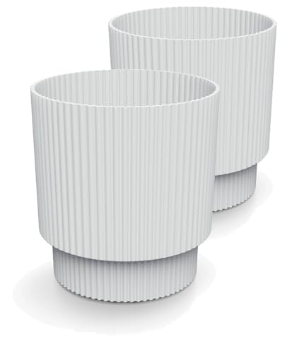 Tymar Blumentopf, Übertopf, 2er-Pack, Runde Form (DBMIN Weiß, ø 20 cm)