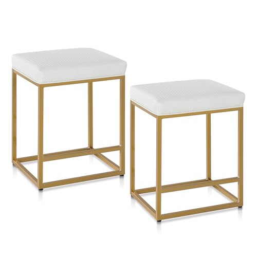 ALPHA HOME Lot de 2 tabourets de bar avec repose-pieds Noir Chaise de bar sans dossier Tabouret de bar en similicuir Hauteur d'assise 61 cm Tabourets de bar avec dossier...