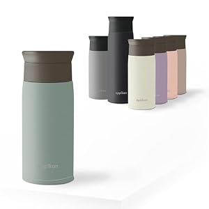 eppiToGo Edelstahl Thermobecher- Isolierbecher, Kaffee-to-go Becher, 350 ml, 500 ml Travel Mug, Autobecher, auslaufsicher mit hygienischer 360°-Trinköffnung (Powder Green, 350 ml)