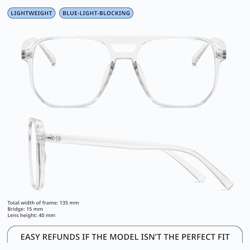Image of livho Retro Aviator Blue Light Blocking Glasses for Women Men with Soft Case, Trendy Rectangle Computer Eyeglasses