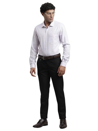 Image of Turtle Men Cotton Viscose Ultra Slim Fit Dobby Print Black Formal Trouser