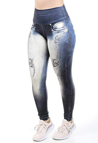 Calça Legging Feminina Sublimada Suplex (Azul Escuro, M)