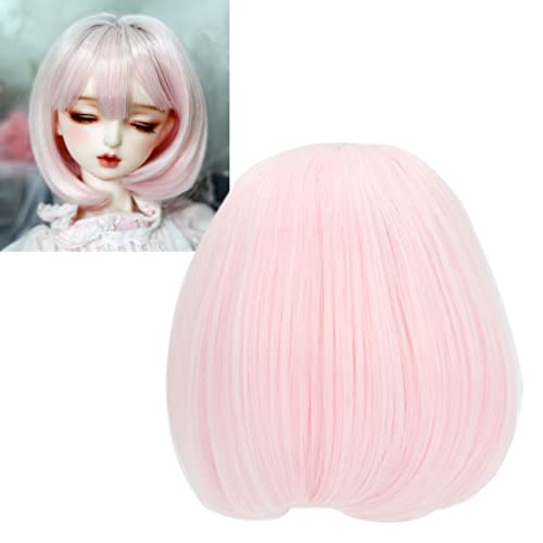 Zerodis Wig Doll Wig Doll Wig Straight Bang Shoulder Length Short Hair Soft Fiber Easy Cutting for 1/3 BJD Doll Wig Straight Bang (Pink) - Image 3