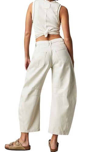 loveimgs Women Baggy Floral Barrel Jeans Sweatpants Boyfriend Flower Printed Mid Rise Wide Leg Jeans Denim Pants Y2k2