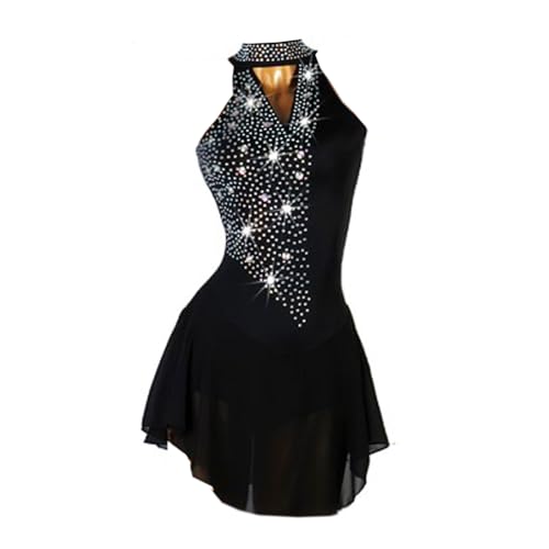 Vestido Feminino De Patinação Artística, Performance De Competição Para Adultos, Sem Mangas, Gola Al