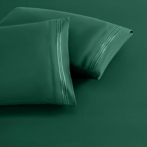 2 Pack Pillow Cases Standard Size, Dark Green Pillow Case Microfiber Pillow Shams Soft Breathable and Non Shrinking Envelope Pillow Covers 20\"X 26\" - Thumbnail 3