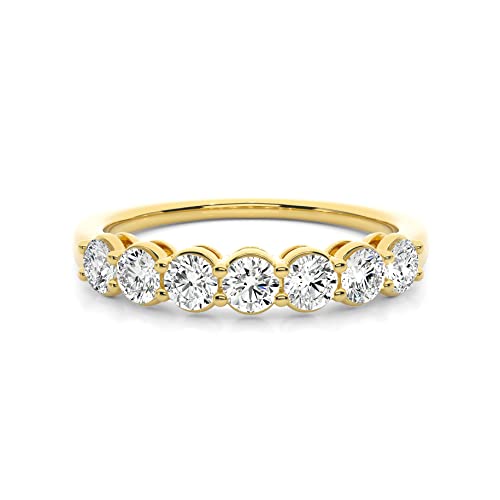 Buy Jewels Solid 10k Gold Wedding Band Moissanite Half Eternity Anniversary Ring For Women (G-H Color) (Yellow Gold, 7)