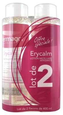 Erycalm Soothing Micellar Lotion 2 x 400ml To cleanse and remove make-up of face and eyes. Sensitive to reactive skins.
