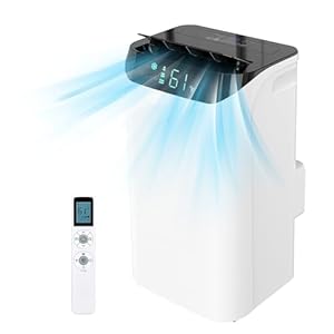 14,000 BTU Portable Air Conditioners, 3-IN-1 Compact AC Unit Air Cooler with 24 H Timer & Remote, LED Display Air Conditioners for Bedroom, Office, Living Room, White