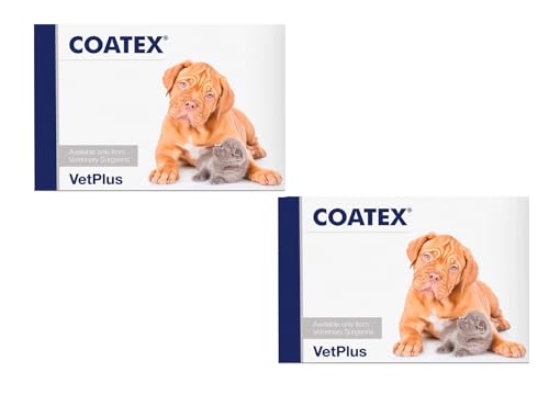 Pack 2 VetPlus Coatex 60 Cápsulas – 120 Cápsulas Total | Suplemento Nutricional para Perros y Gatos | Apoyo a la Piel y el Pelaje | Omega 3 y 6 |