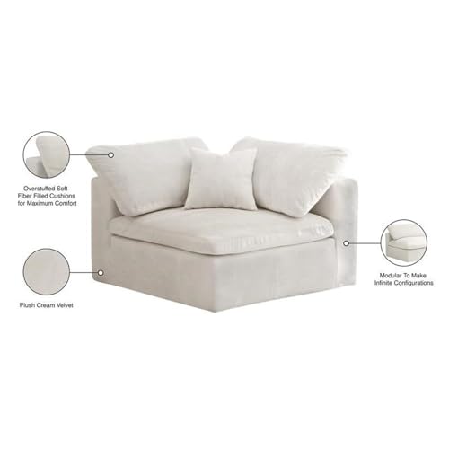 Sillón Modular Terciopelo Crema 101.6 x 101.6 x 81.28 cm miniatura 6