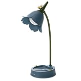 Schreibtischlampe Kinder, Himmel Dimmbare LED Tischlampe mit 3 Farbtemperaturen, Wiederaufladbare Schreibtischlampe mit Touchsensor und Flexibles Arm, USB Nachttischlampe für Lesen, Lernen(blau)