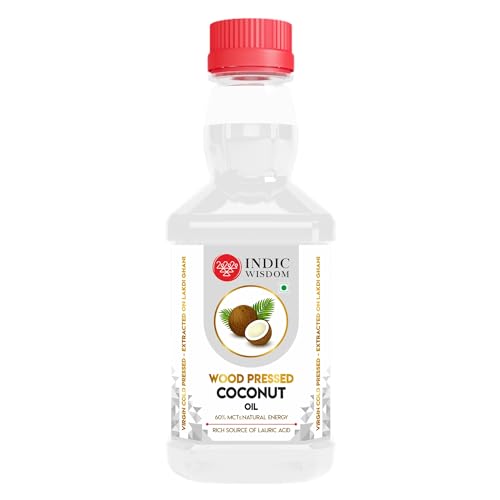 Image of IndicWisdom Wood Pressed Virgin Coconut Oil 200 ml (Cold Pressed Coconut Oil - Extracted on Wooden Churner)