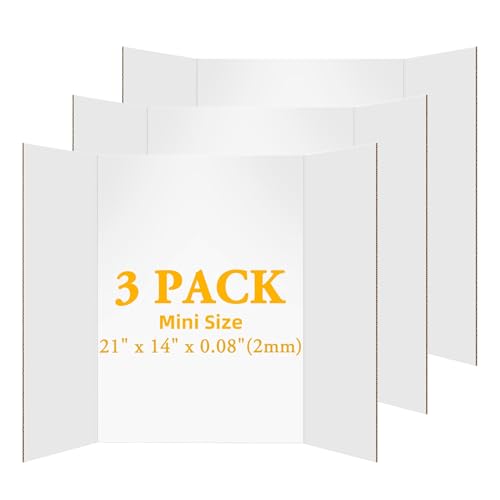 3pcs small trifold poster board 21 x 14 inches white tri fold poster boards corrugated presentation board science fair display boards for school fun projects exhibitions and business