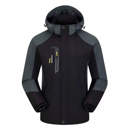 Men's raincoat windproof outdoor sports jacket lightweight with hooded (AU, Alpha, X-Large, Regular, Regular, Blackgray)