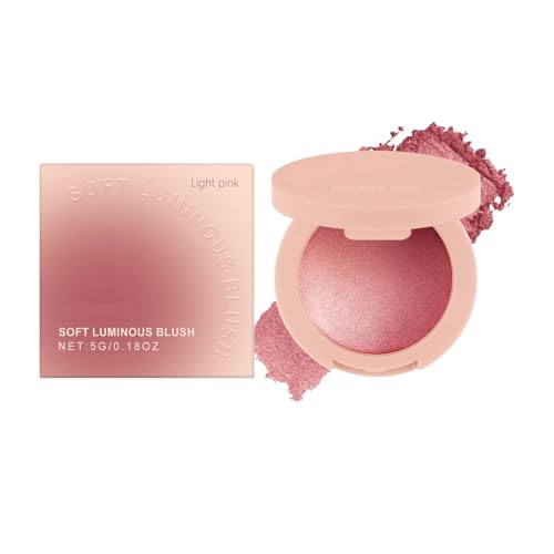 Fenayuu Rubor en Polvo - Colorete Rosa para Mujeres | Maquillaje con Brillo Acumulable de Larga Duración, Cosméticos Ligeros para Todas las Tonalidades de Piel, para Mujeres, Niñas, Viajes,