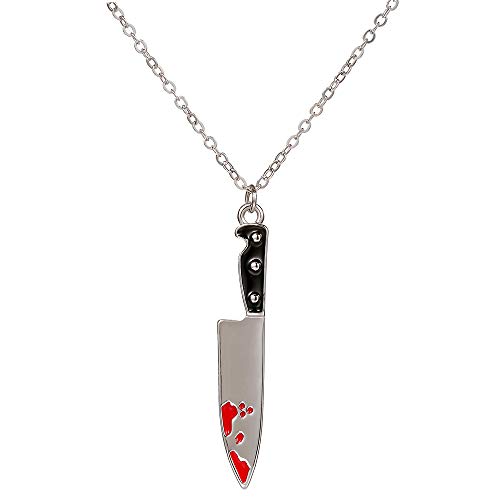 Enamel Red Bloody Knife Necklace for Halloween 18 in Christmas Drop Dangle Earring
