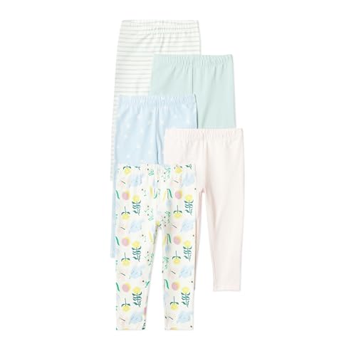 Image of Amazon Essentials Girls' Cotton Stretch Leggings, Multipacks
