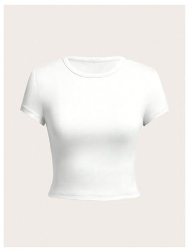 Image of OYOANGLE Girl's 4Pcs Crop Tops Short Sleeve Crew Neck T Shirt Summer Cropped Top Casual Basic Tee Top
