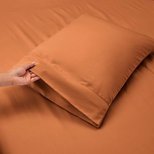 Image of Hearth & Harbor Extra Deep Pocket California King Sheet Set, Rust | 4 Piece Bed Sheet Set, Ultra Soft & Breathable, Fits Up to 24 inch Mattress, Hotel Luxury