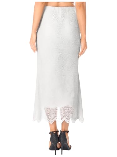 Womens High Waisted Bodycon Midi Skirt Summer Floral Lace A Line Casual Formal Work Office Skirts2