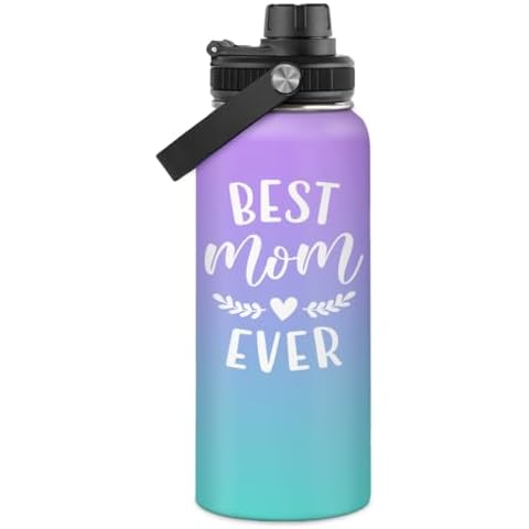 SANDJEST Best Mom Ever Water Bottle 32oz Stainless Steel Insulated Water Bottles - Gifts for Moms from Son Daughter - Mothers Gifts for Birthday Christmas Cover
