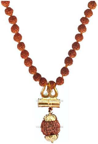Médaillon Rudraksha avec trishul grand format aux finitions soignées